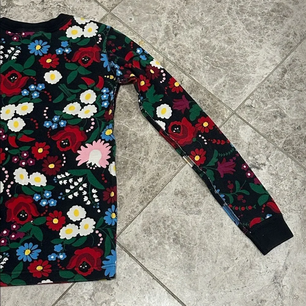 Hanna Andersson Festive Flowers Long John PJ Pajama Set Size 140 US 10